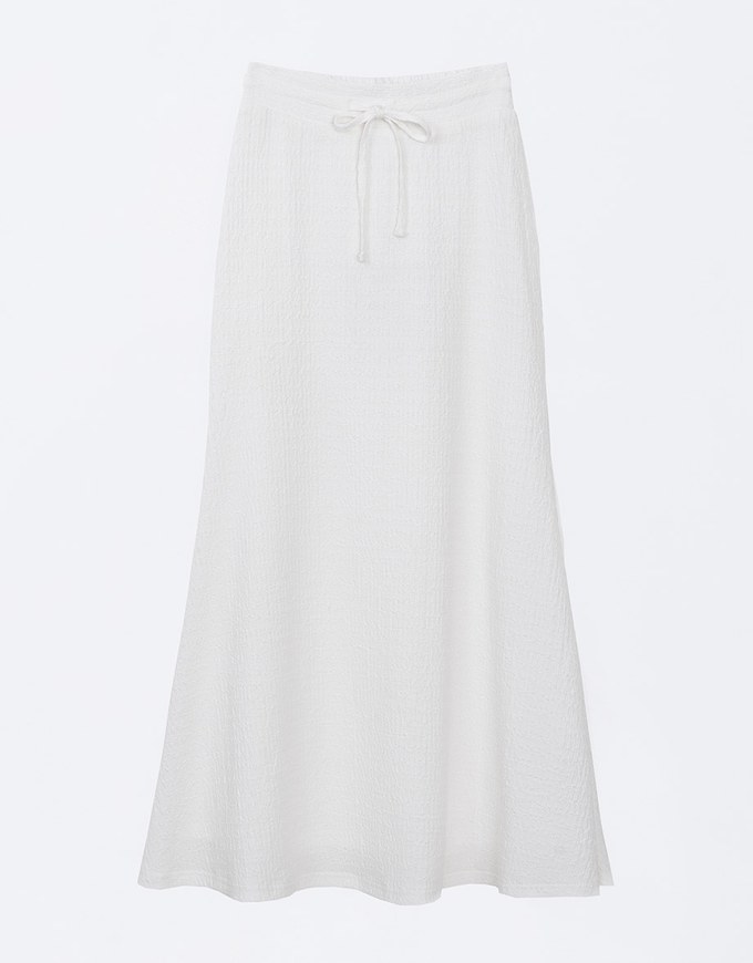 Embossed Knit Drawstring Waist Maxi Skirt