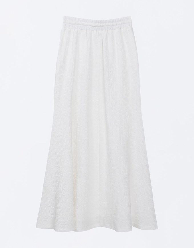 Embossed Knit Drawstring Waist Maxi Skirt