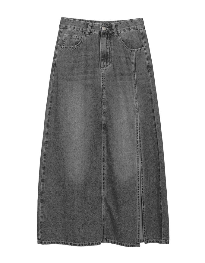 【Den!m LITE】Lightweight Soft Denim Slit Maxi Skirt