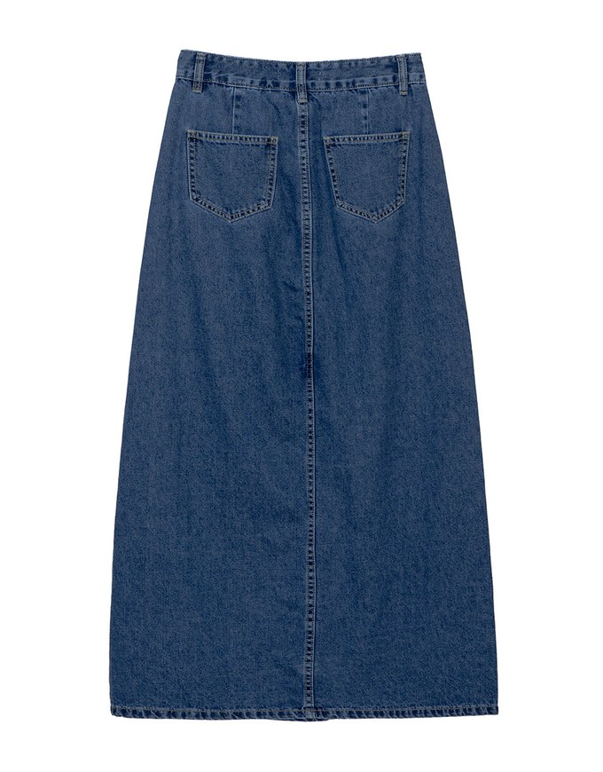 【Den!m LITE】Lightweight Soft Denim Slit Maxi Skirt