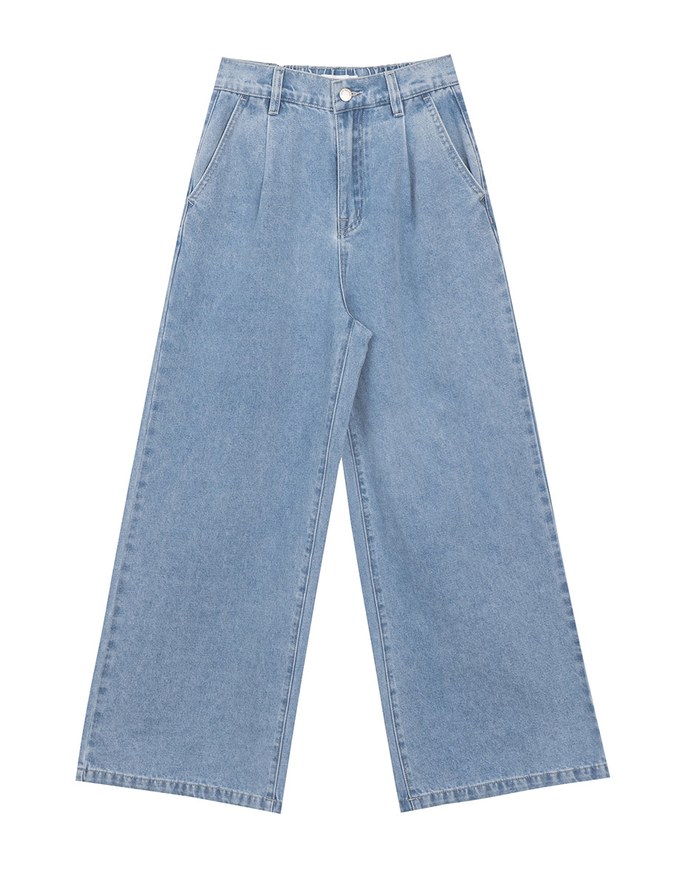 【Den!m LITE】Lightweight Soft Denim Pleated Straight Leg Pants