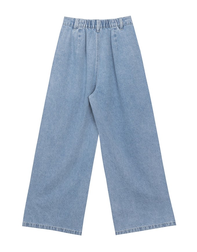 【Den!m LITE】Lightweight Soft Denim Pleated Straight Leg Pants