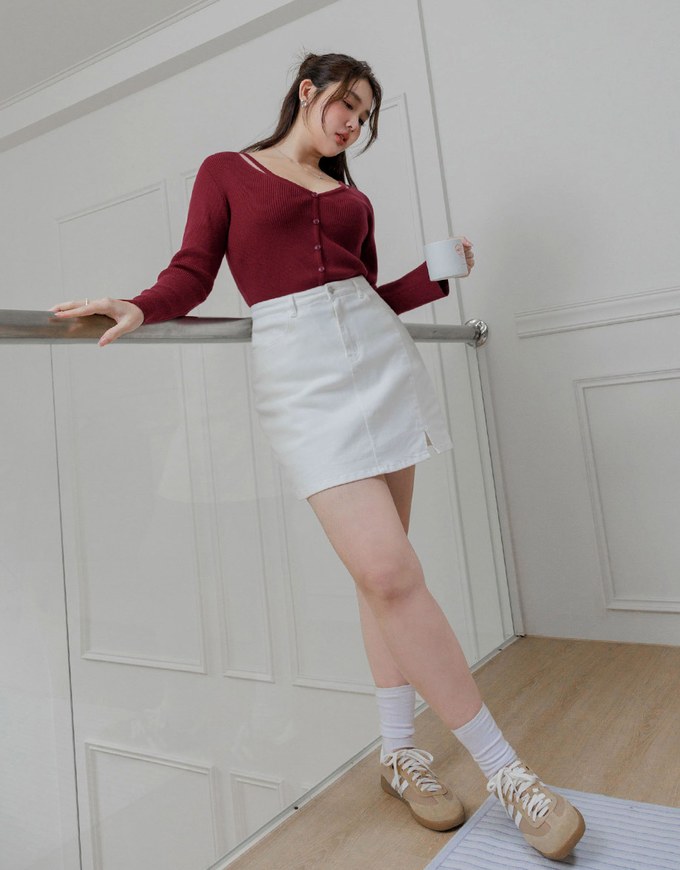 Front Hollow Out Button Up Knitted Top