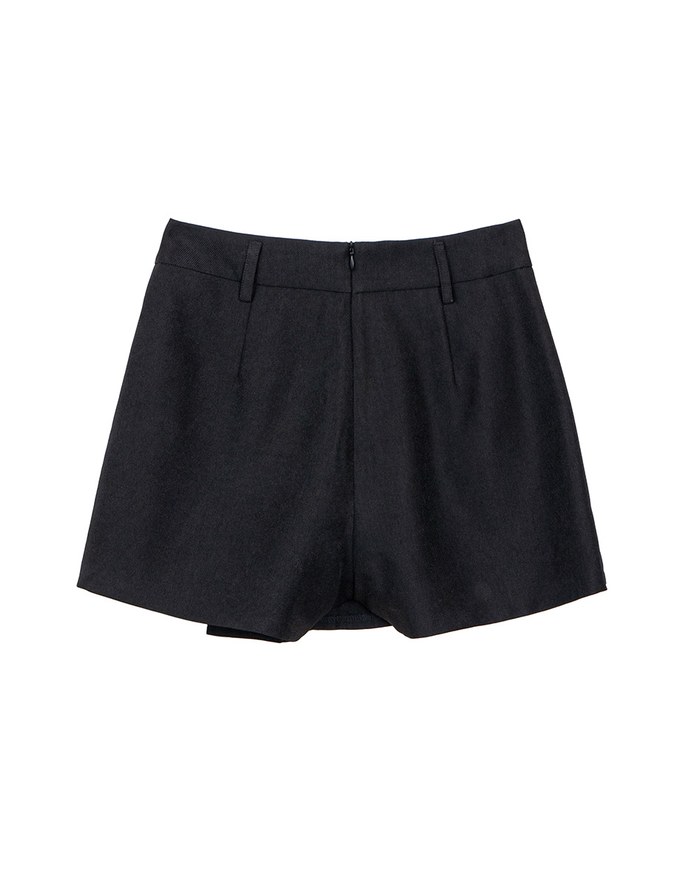 High Waist Plain Pleated Skort