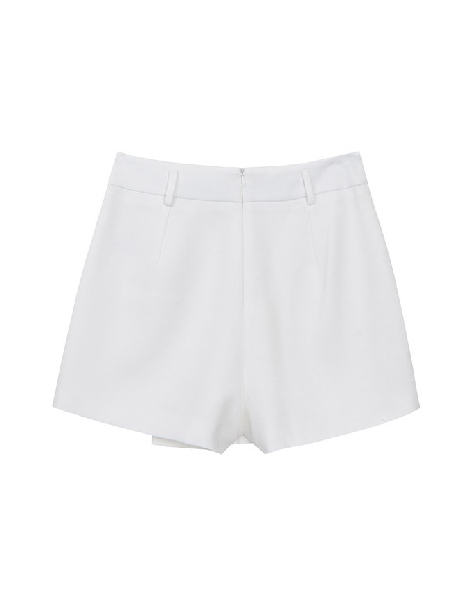 High Waist Plain Pleated Skort