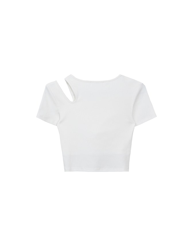 Plain Asymmetric Cut Out Padded Crop Top