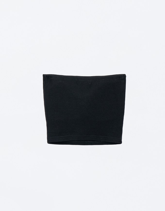 Air Space Logo Embroidered Ribbed Cropped Padded Tube Top