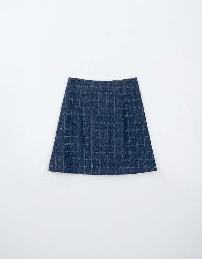 Fringed Plaid A-Line Mini Skirt