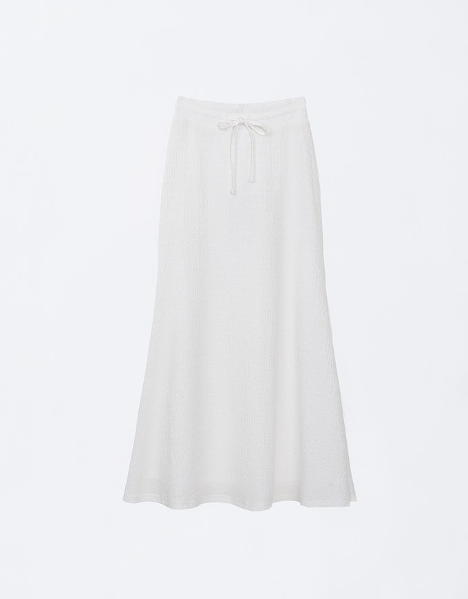 Embossed Knit Drawstring Waist Maxi Skirt