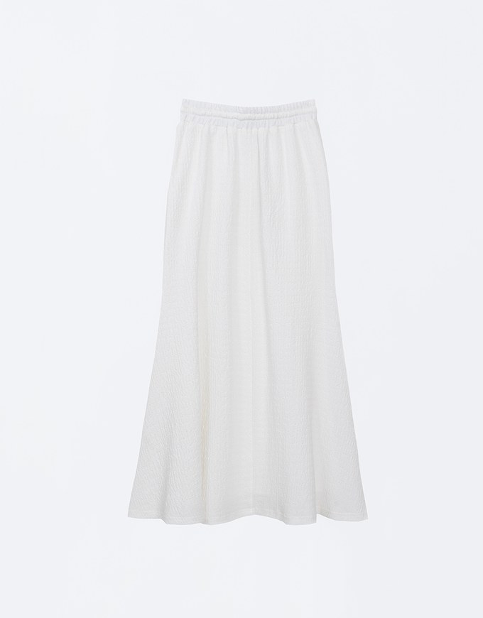 Embossed Knit Drawstring Waist Maxi Skirt