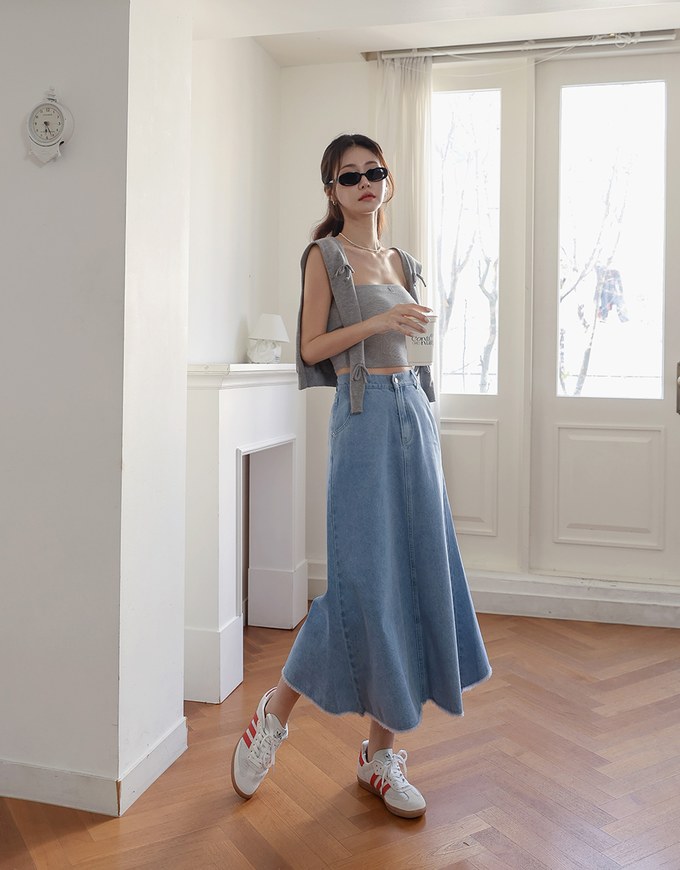 【Den!m LITE】Lightweight Soft Denim Mermaid Maxi Skirt