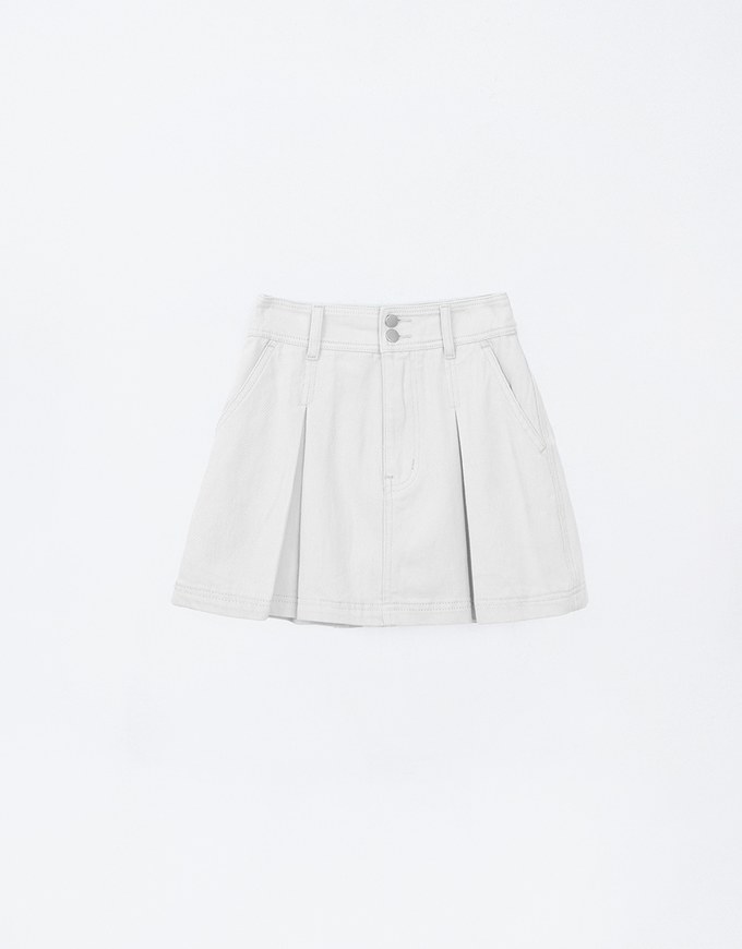 Pleated A Line Jeans Denim Mini Skirt