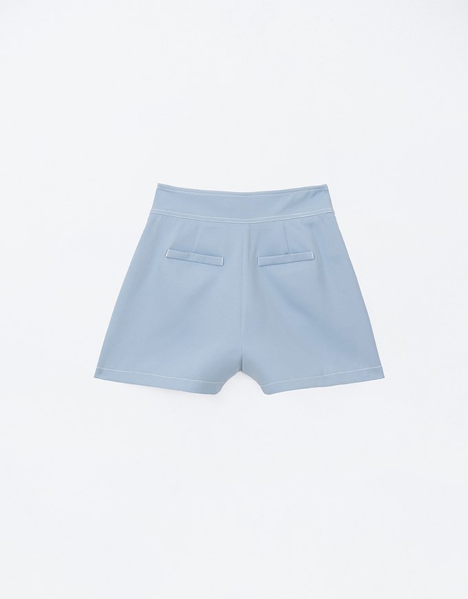 Lightweight Contrast Stitching High Waist Shorts