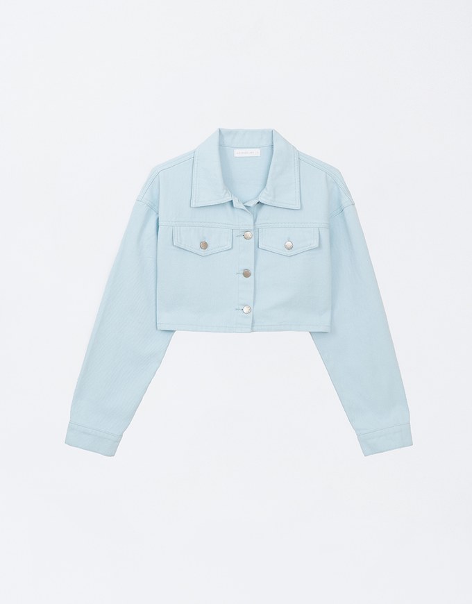 Button Up Cropped Jeans Denim Jacket