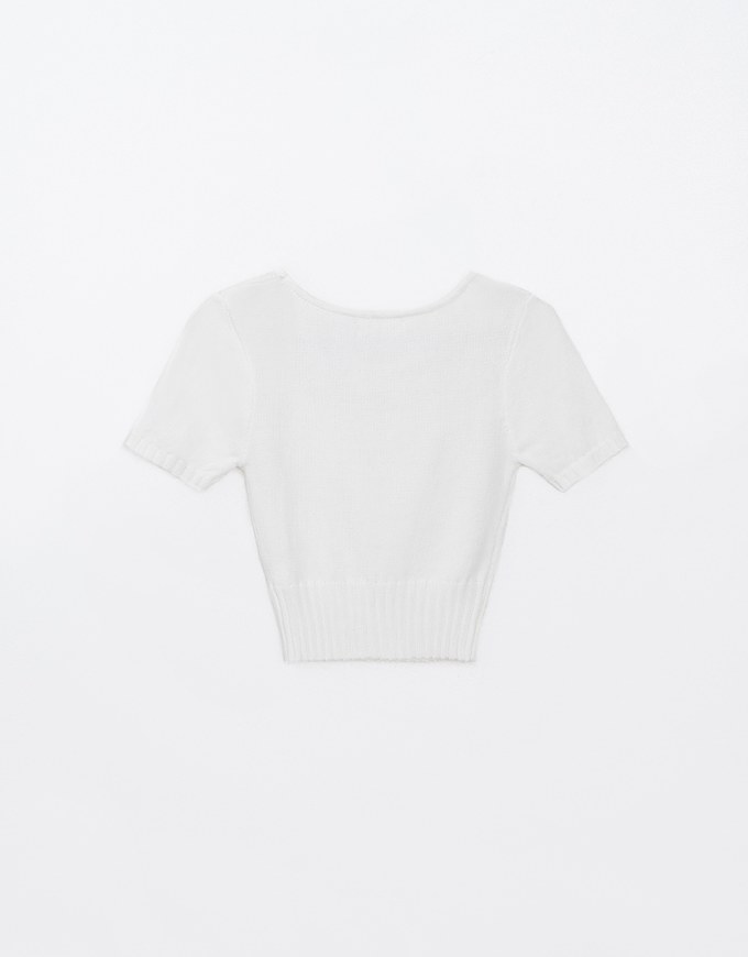 Air Space Logo Embroidered U Neck Knit Cropped Top