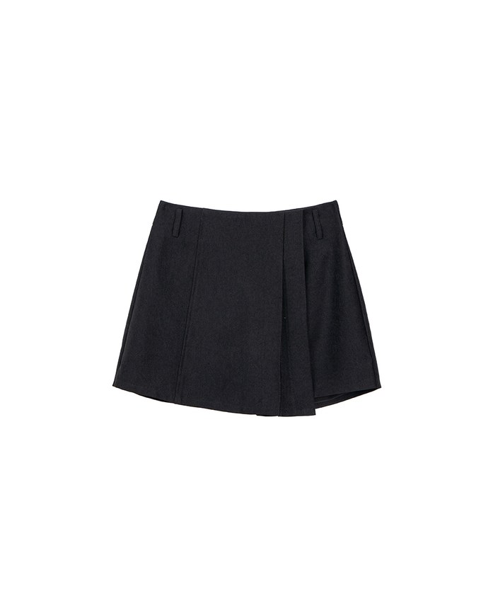 High Waist Plain Pleated Skort