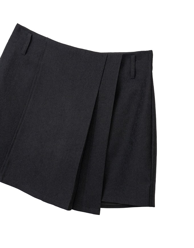 High Waist Plain Pleated Skort