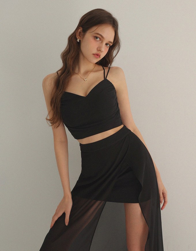 Sheer Flowy Slit Chiffon Maxi Skirt