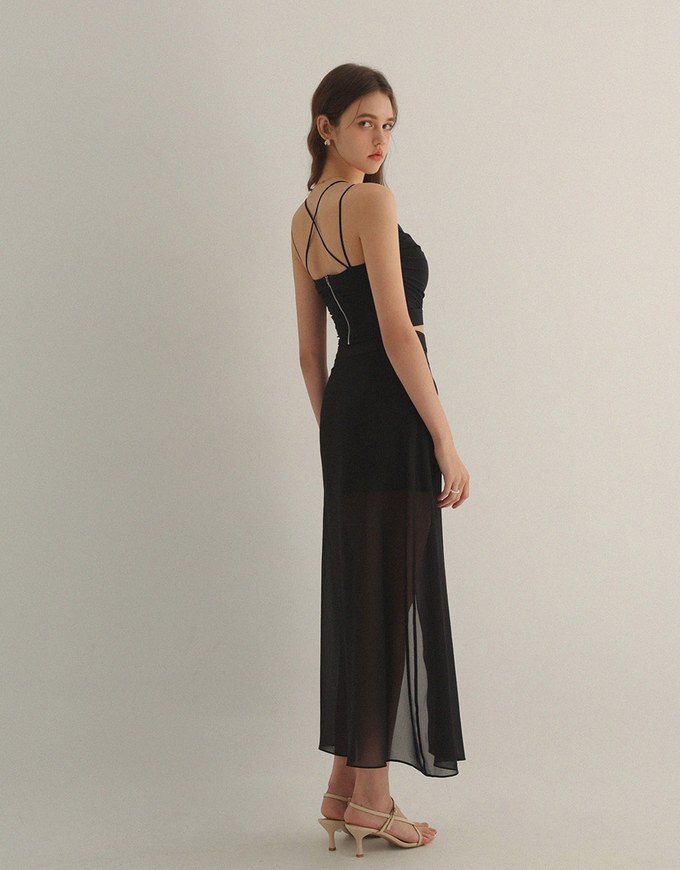 Sheer Flowy Slit Chiffon Maxi Skirt