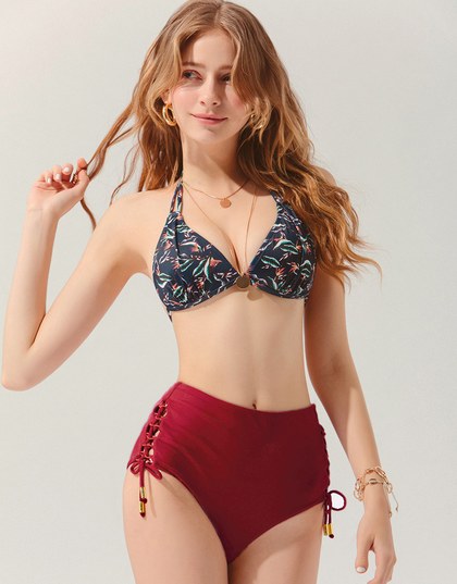 High-Waisted Side Lace-Up Bikini Bottom