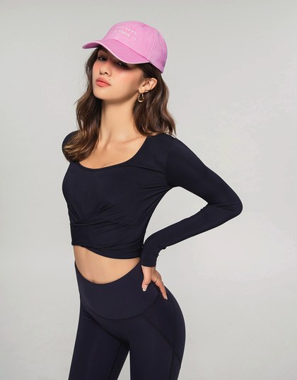 U Neck Overlap Crop Track Top