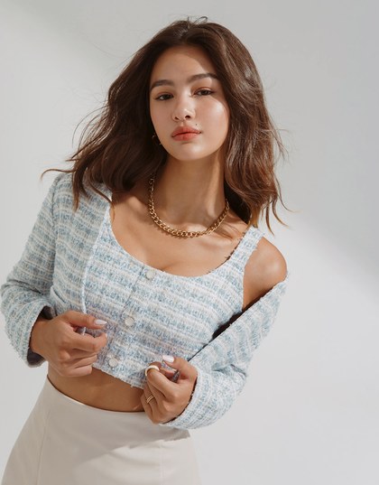 Tweed Cardigan Jacket (With Padded Shoulders)