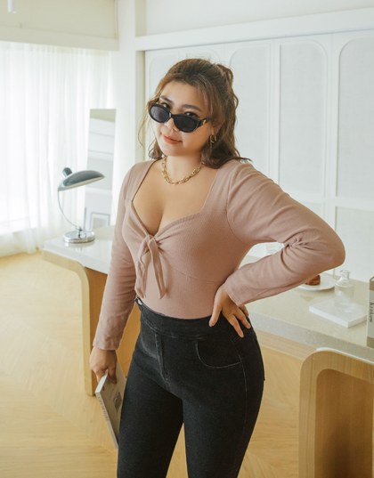 Square Neck Twist Knot Striped Top
