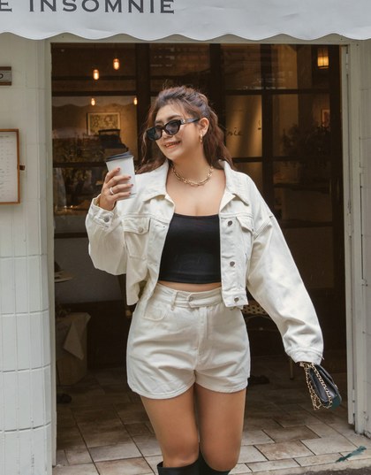 Button-Down Crop Denim Jacket