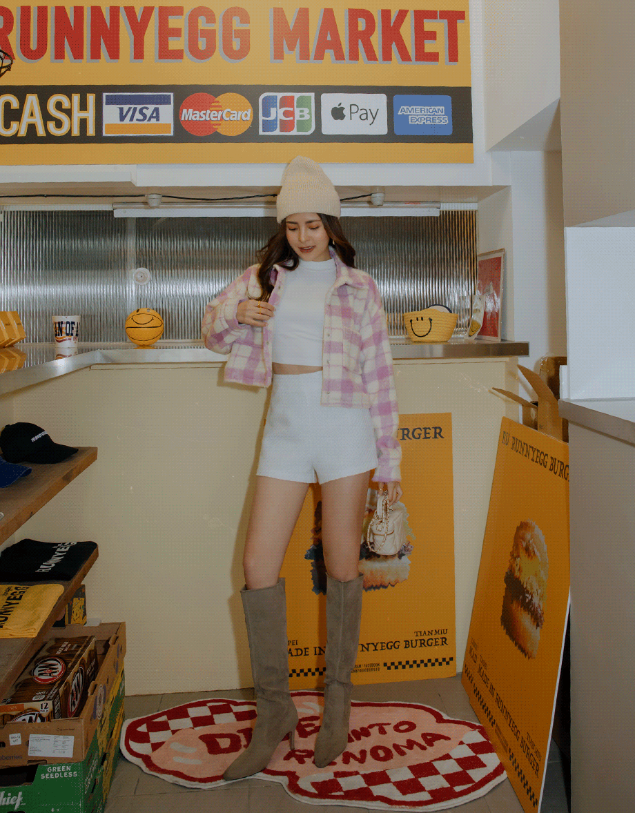 Plaid Lapel Fluffy Loose Jacket