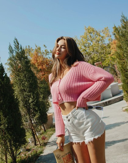 Button-Up Knitted Cropped Top