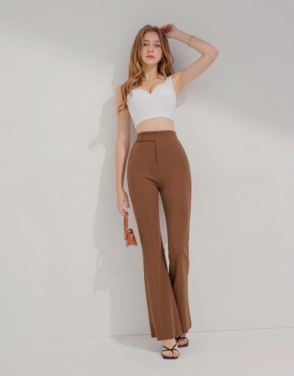 Tailorable Elastic High-Rise Flared Pants