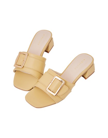 Square Buckle Low Heel Sandals