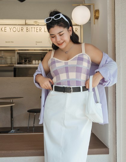 Check Knit Thin Shoulder Vest