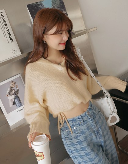 Crew Neck Puff Sleeve Knit Top