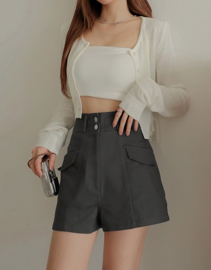 Fashionable Button-Up High Waisted Shorts
