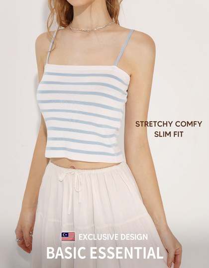 Striped Knit Cropped Cami Top