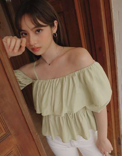 French One Shoulder Ruffle Top