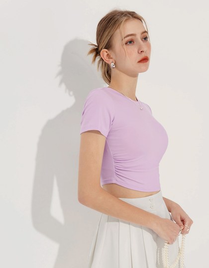 Cooling Ruched Side Fitted Cropped Top