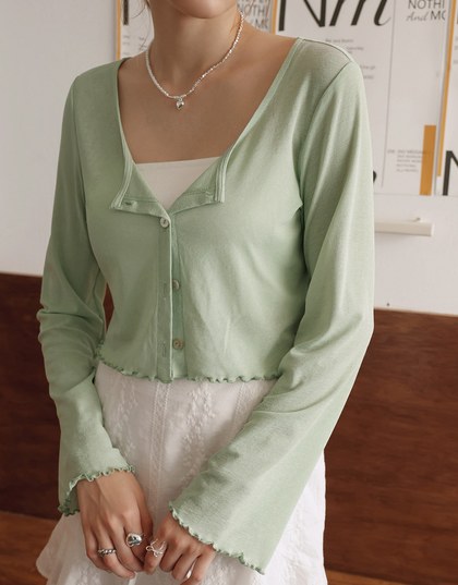 Sheer Ruffled Button Down Top