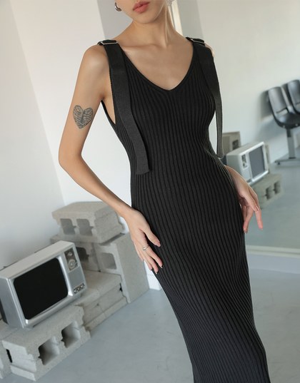 Chic Bodycon Knit Cami Maxi Dress