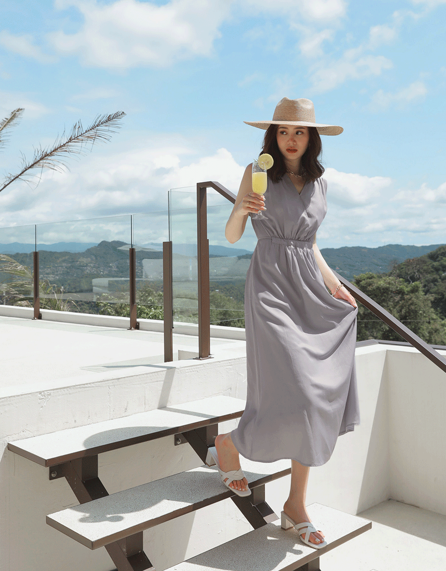 Ethereal Tie-Back Scrunch Sleeveless Maxi Dress