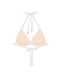 【PUSH UP】Plain Color Bikini Top With Twist Design Single Strap And Bra Padded