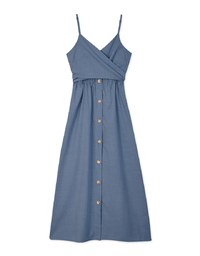 Cross Ribbon Hollow Waist Button Down Dress