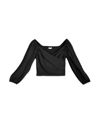 Crossover Scrunch Puff Sleeves Crop Top