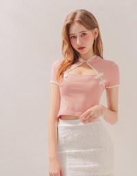 (2022 CNY) Chic Mandarin Collar Crop Cheongsam Top