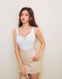 U-Neck Ribbon Knit Tank Top