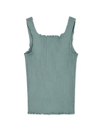 U-Neck Lettuce-Edge Hem Knit Crop Tank Top