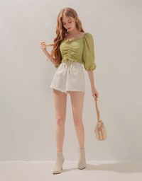 Ruffled Self-Tie Drawstring Crop Top