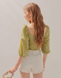 Ruffled Self-Tie Drawstring Crop Top