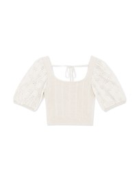 Puff Sleeves Splice Crop Top